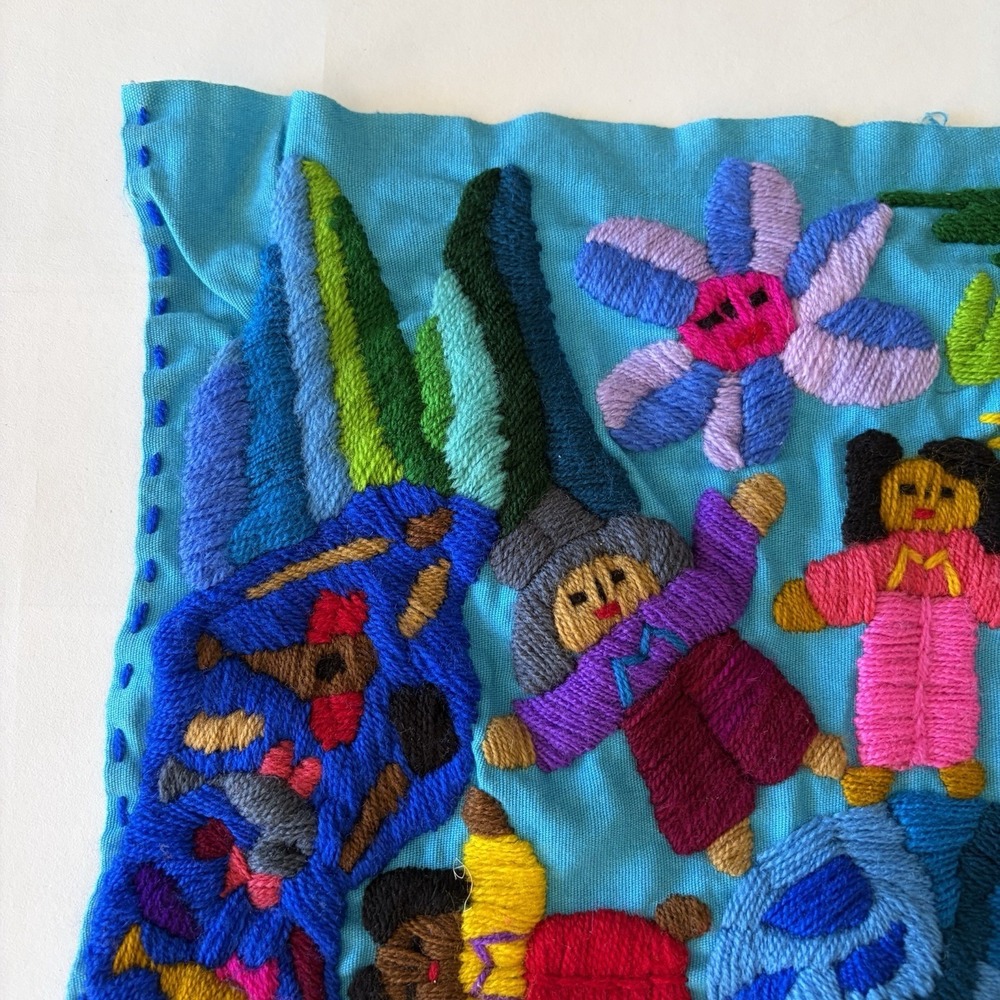 Authentic Guatemalan Embroidered Pillow Huipil 15" Square for Pillow, Craft - Picture 6 of 8